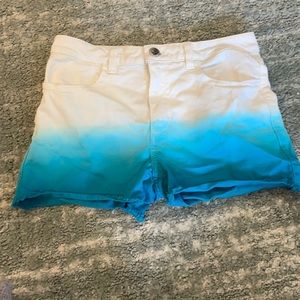 H&M blue and white ombré jean shorts
